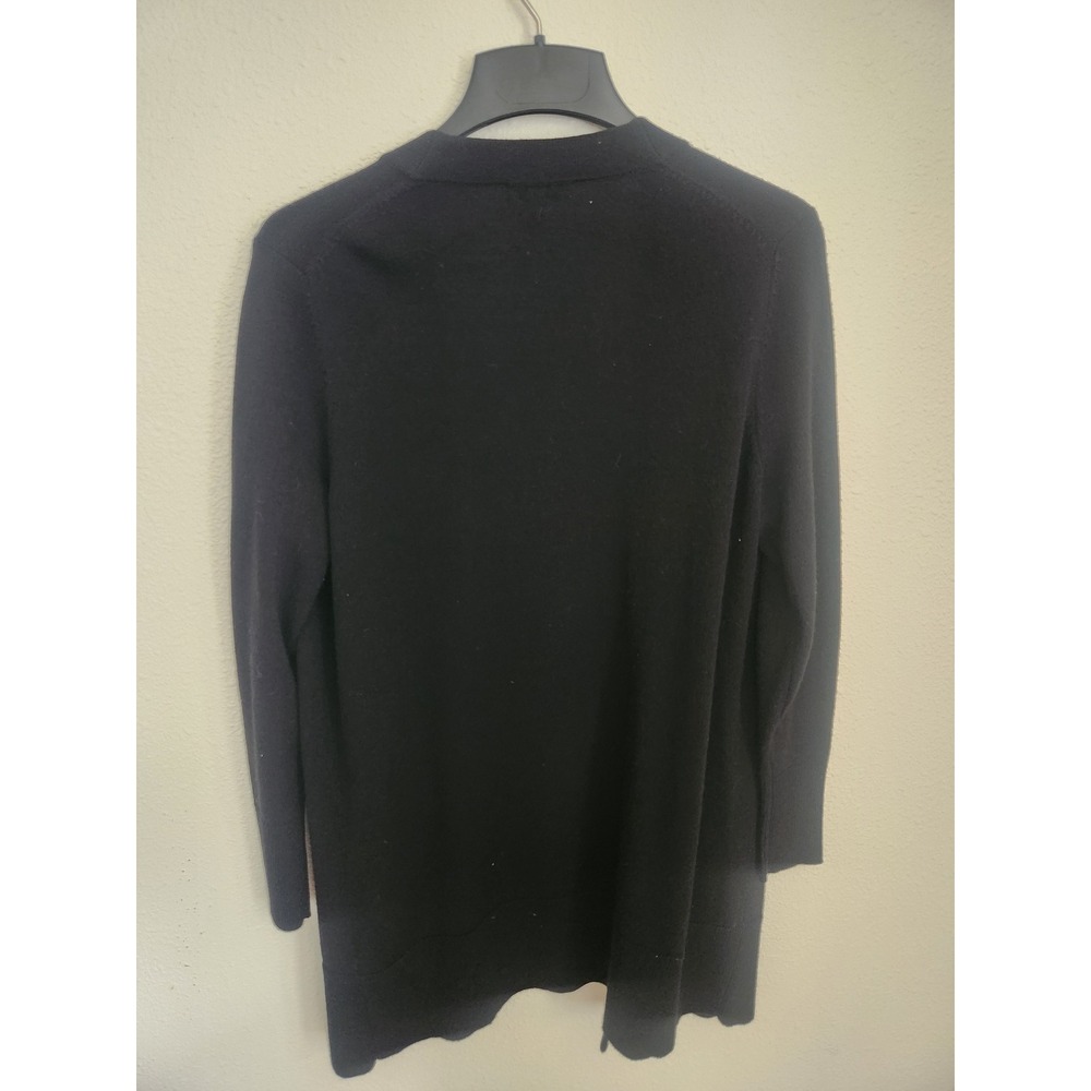 Nordstrom Black Merino Wool Blend Open Front Cardigan Sweater Pockets Medium - Picture 6 of 6